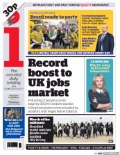 I Newspaper (UK) Newspaper Front Page for 12 June 2014