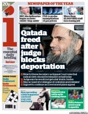 I Newspaper (UK) Newspaper Front Page for 13 November 2012