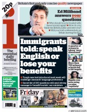 I Newspaper Newspaper Front Page (UK) for 13 December 2013