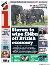 I Newspaper (UK) Newspaper Front Page for 13 February 2014