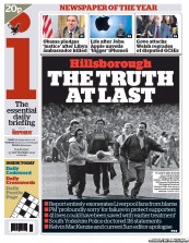 I Newspaper (UK) Newspaper Front Page for 13 September 2012
