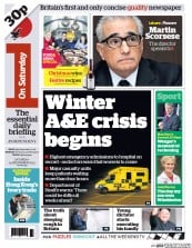 I Newspaper (UK) Newspaper Front Page for 14 December 2013