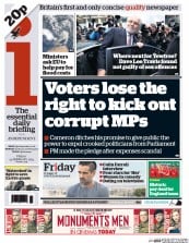 I Newspaper Newspaper Front Page (UK) for 14 February 2014