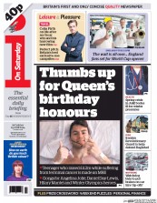 I Newspaper (UK) Newspaper Front Page for 14 June 2014