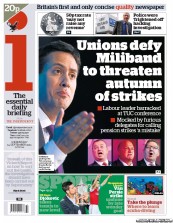I Newspaper (UK) Newspaper Front Page for 14 September 2011