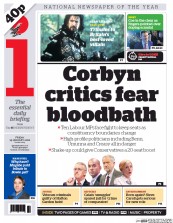 I Newspaper (UK) Newspaper Front Page for 15 January 2016