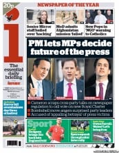 I Newspaper Newspaper Front Page (UK) for 15 March 2013