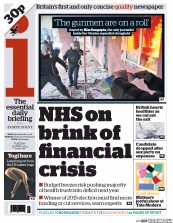 I Newspaper (UK) Newspaper Front Page for 15 April 2014
