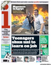 I Newspaper (UK) Newspaper Front Page for 15 August 2013