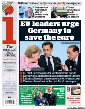I Newspaper (UK) Newspaper Front Page for 15 September 2011
