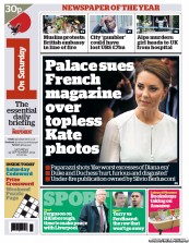 I Newspaper (UK) Newspaper Front Page for 15 September 2012