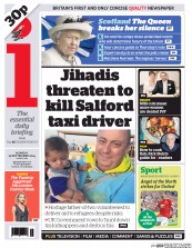I Newspaper (UK) Newspaper Front Page for 15 September 2014