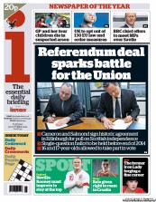 I Newspaper (UK) Newspaper Front Page for 16 October 2012