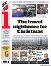 I Newspaper (UK) Newspaper Front Page for 16 December 2015