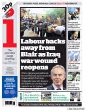 I Newspaper (UK) Newspaper Front Page for 16 June 2014