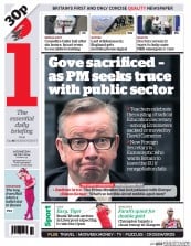 I Newspaper (UK) Newspaper Front Page for 16 July 2014