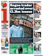 I Newspaper (UK) Newspaper Front Page for 16 September 2011