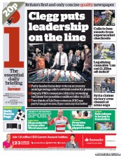 I Newspaper (UK) Newspaper Front Page for 16 September 2013