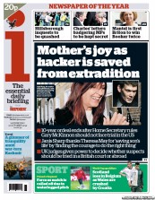 I Newspaper (UK) Newspaper Front Page for 17 October 2012