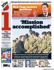 I Newspaper (UK) Newspaper Front Page for 17 December 2013