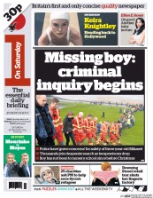I Newspaper (UK) Newspaper Front Page for 18 January 2014