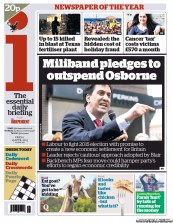 I Newspaper (UK) Newspaper Front Page for 19 April 2013