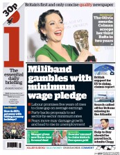 I Newspaper (UK) Newspaper Front Page for 19 May 2014