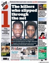 I Newspaper Newspaper Front Page (UK) for 20 December 2013