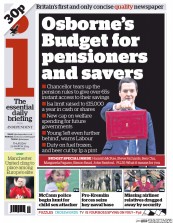 I Newspaper Newspaper Front Page (UK) for 20 March 2014