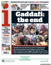 I Newspaper (UK) Newspaper Front Page for 21 October 2011
