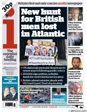 I Newspaper (UK) Newspaper Front Page for 21 May 2014