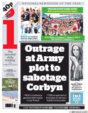 I Newspaper (UK) Newspaper Front Page for 21 September 2015