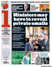I Newspaper (UK) Newspaper Front Page for 22 September 2011