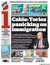 I Newspaper (UK) Newspaper Front Page for 23 December 2013