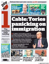 I Newspaper Newspaper Front Page (UK) for 23 December 2013