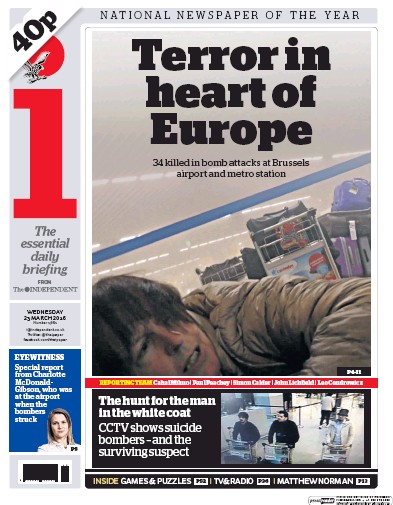 I Newspaper Newspaper Front Page (UK) for 23 March 2016