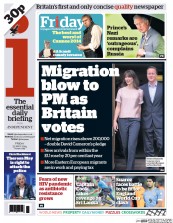 I Newspaper (UK) Newspaper Front Page for 23 May 2014