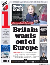 I Newspaper (UK) Newspaper Front Page for 24 November 2015