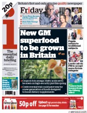 I Newspaper (UK) Newspaper Front Page for 24 January 2014