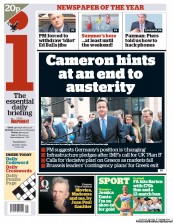 I Newspaper (UK) Newspaper Front Page for 24 May 2012