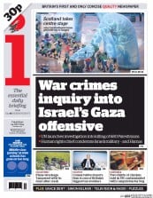 I Newspaper (UK) Newspaper Front Page for 24 July 2014