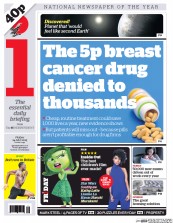 I Newspaper (UK) Newspaper Front Page for 24 July 2015