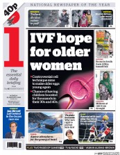 I Newspaper (UK) Newspaper Front Page for 25 January 2016