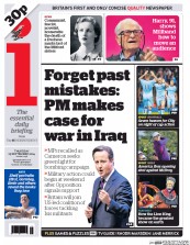 I Newspaper (UK) Newspaper Front Page for 25 September 2014