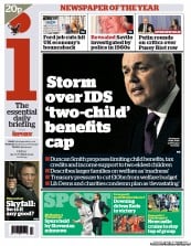 I Newspaper (UK) Newspaper Front Page for 26 October 2012