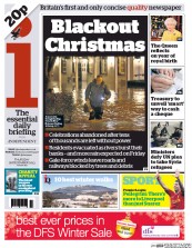 I Newspaper (UK) Newspaper Front Page for 26 December 2013