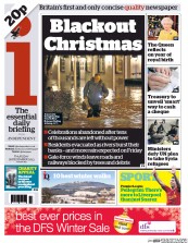 I Newspaper (UK) Newspaper Front Page for 26 December 2013