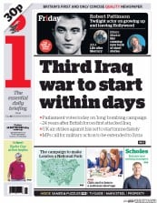 I Newspaper (UK) Newspaper Front Page for 26 September 2014
