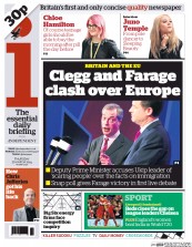 I Newspaper (UK) Newspaper Front Page for 27 March 2014