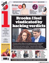 I Newspaper Newspaper Front Page (UK) for 27 June 2014